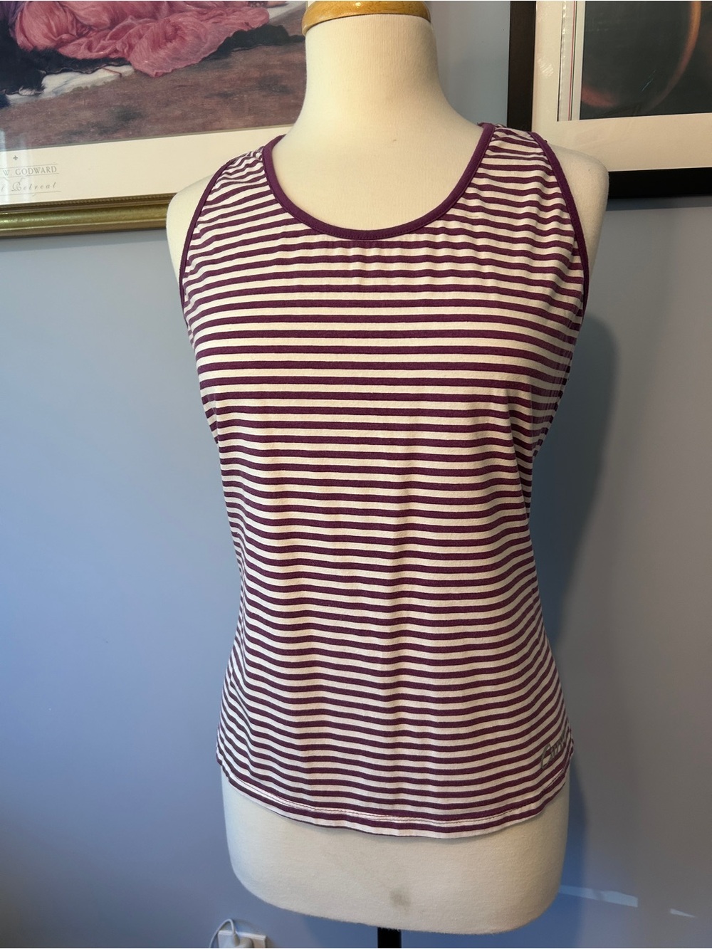 Women’s Striped Tank Top in Burgundy and White